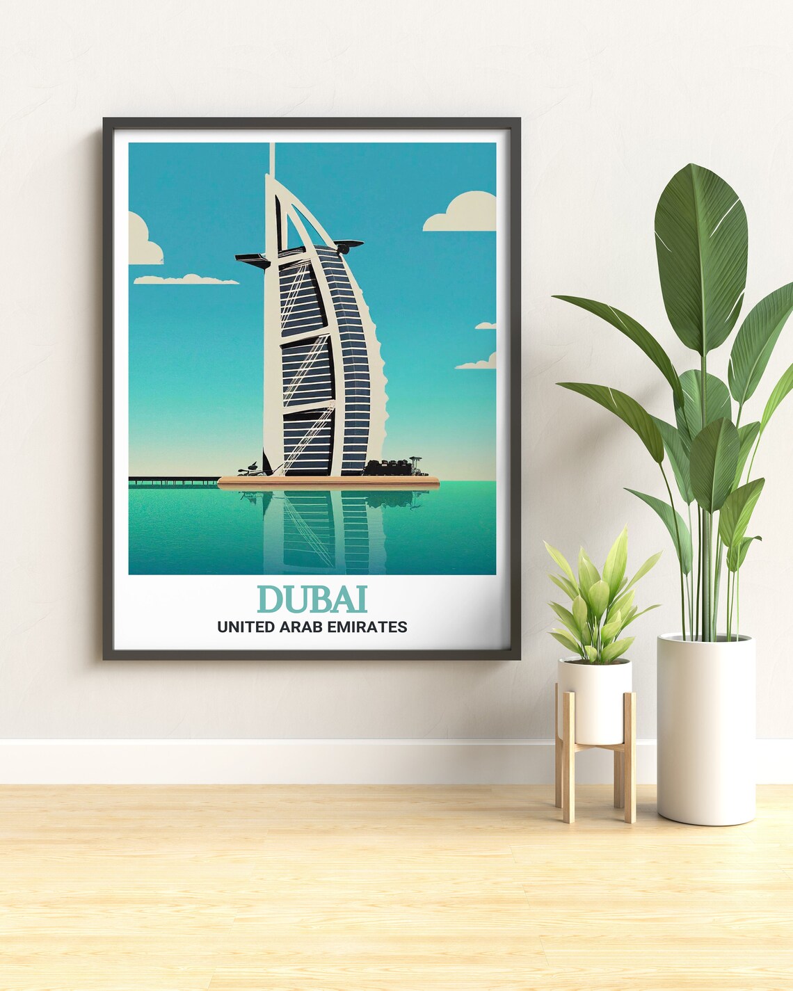 Dubai Burj Al Arab Sail Hotel Minimalist Turquoise Sea UAE Poster - Image 2
