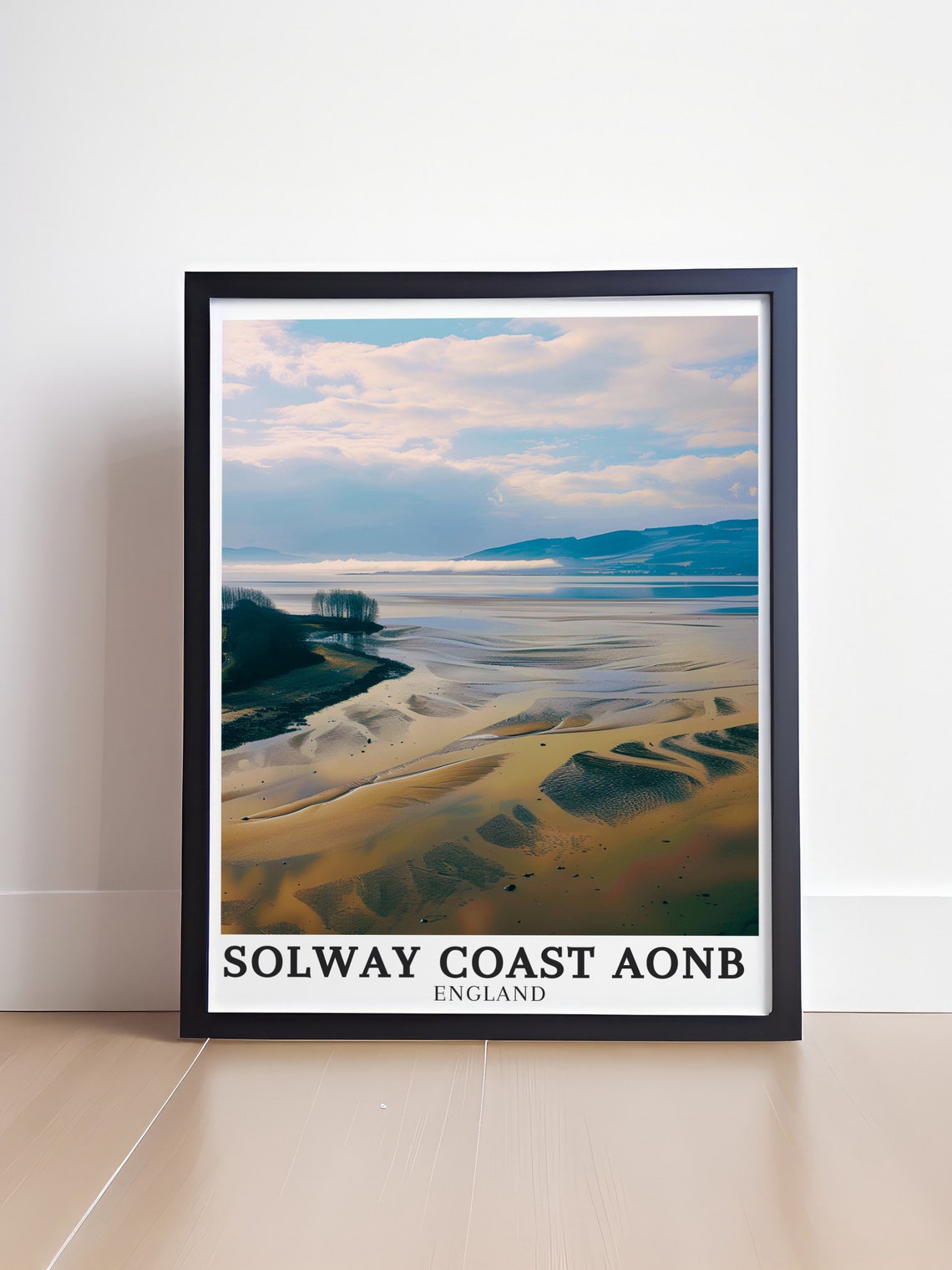 Solway Coast AONB Sandbanks Aerial Nature Photography Poster - Image 4