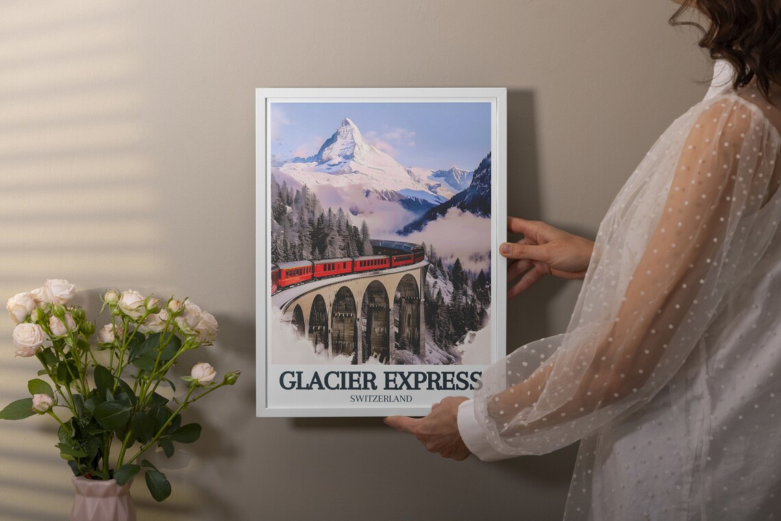 Glacier Express Train Travel Poster, Landwasser Viaduct - Image 2