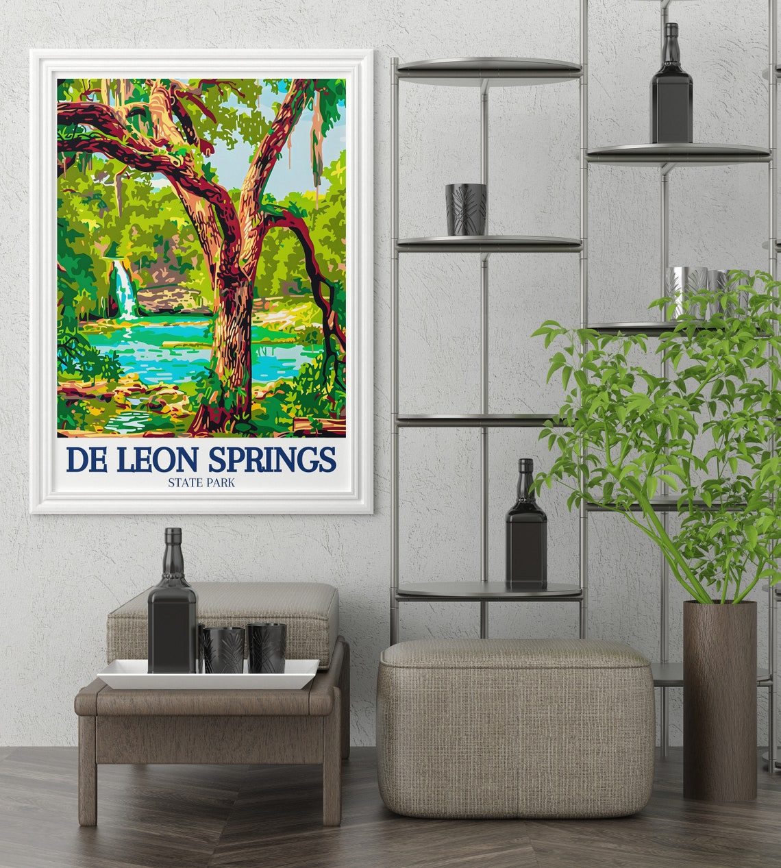 De Leon Springs Oak Tree Poster Florida Natural Spring Colorful Art - Image 2