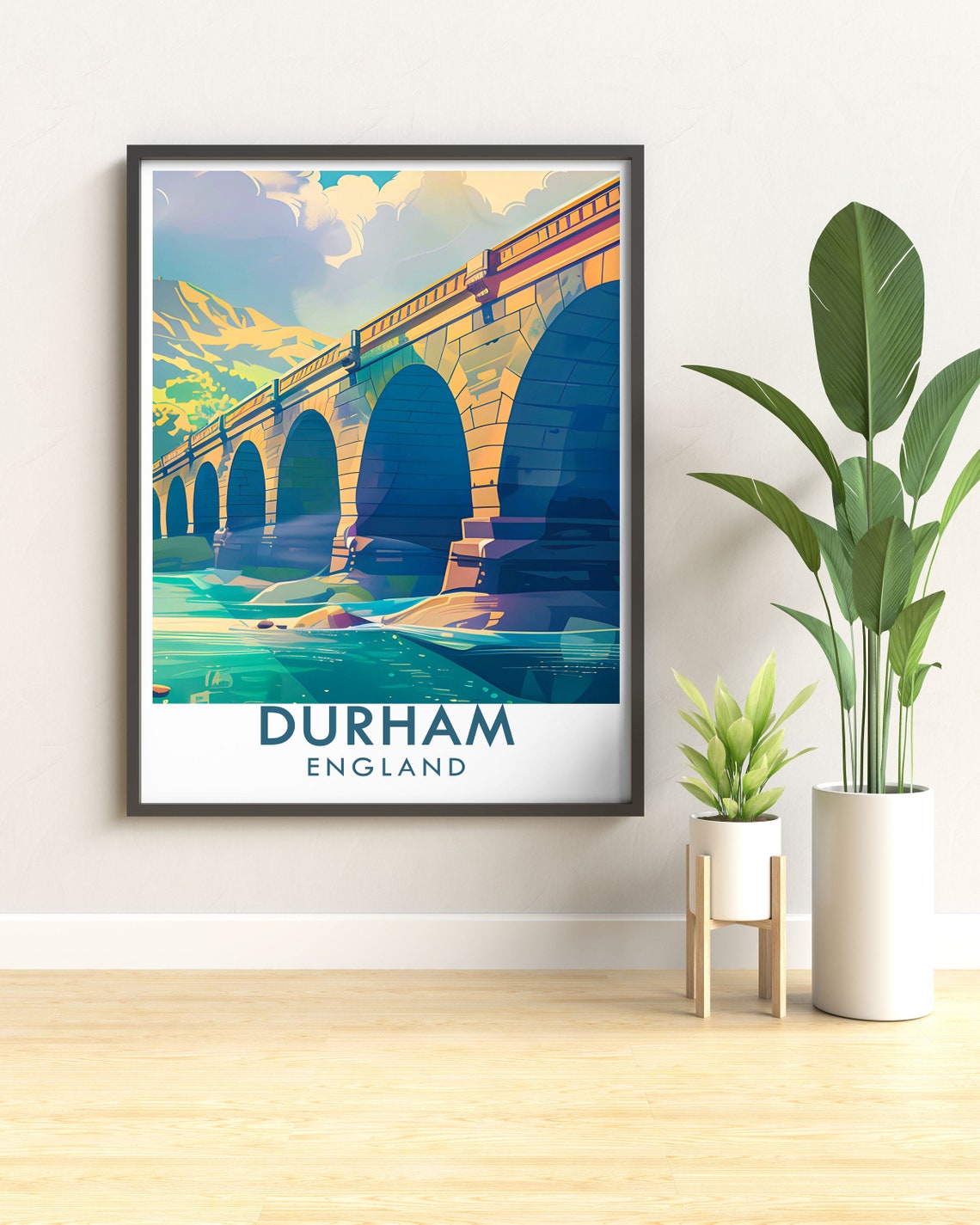 Durham England Prebends Bridge Stone Arches Over the River Poster - Image 2