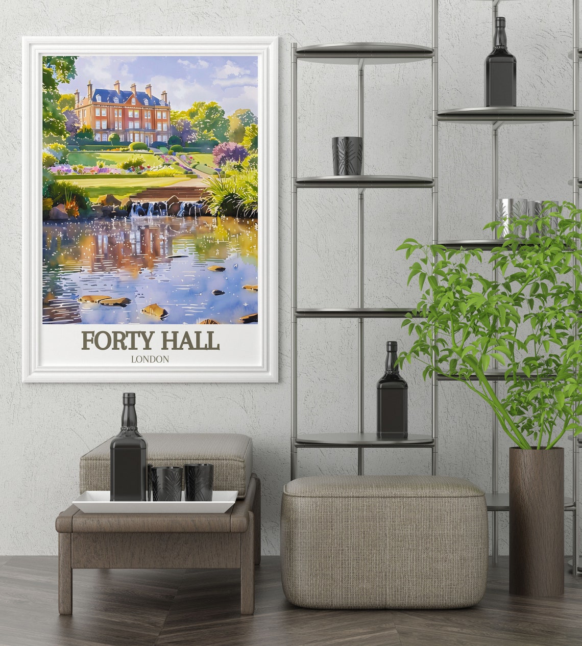 Forty Hall London Lake Reflection and Garden View Poster Art - Image 3