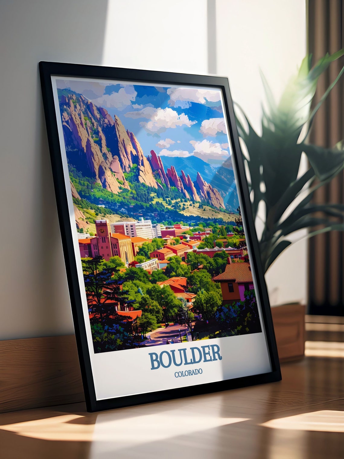 Boulder Colorado Flatirons Red Rocks Rising over the City Poster - Image 3