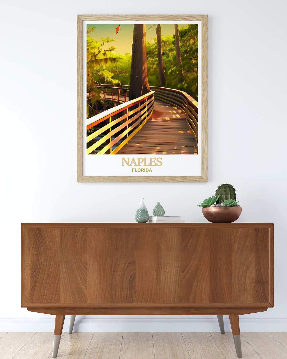 Golden Naples Florida Boardwalk Poster Cypress Swamp Forest Art - Image 3