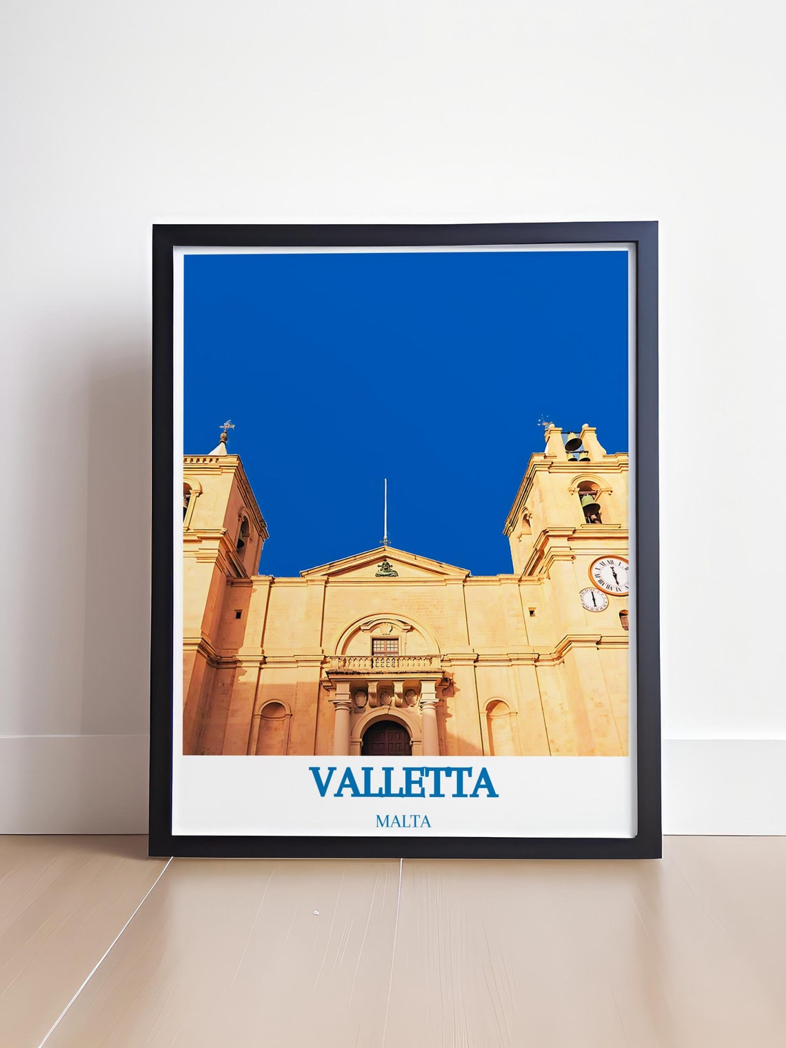 Valletta Malta St Johns Co Cathedral Facade Blue Sky Travel Poster - Image 4