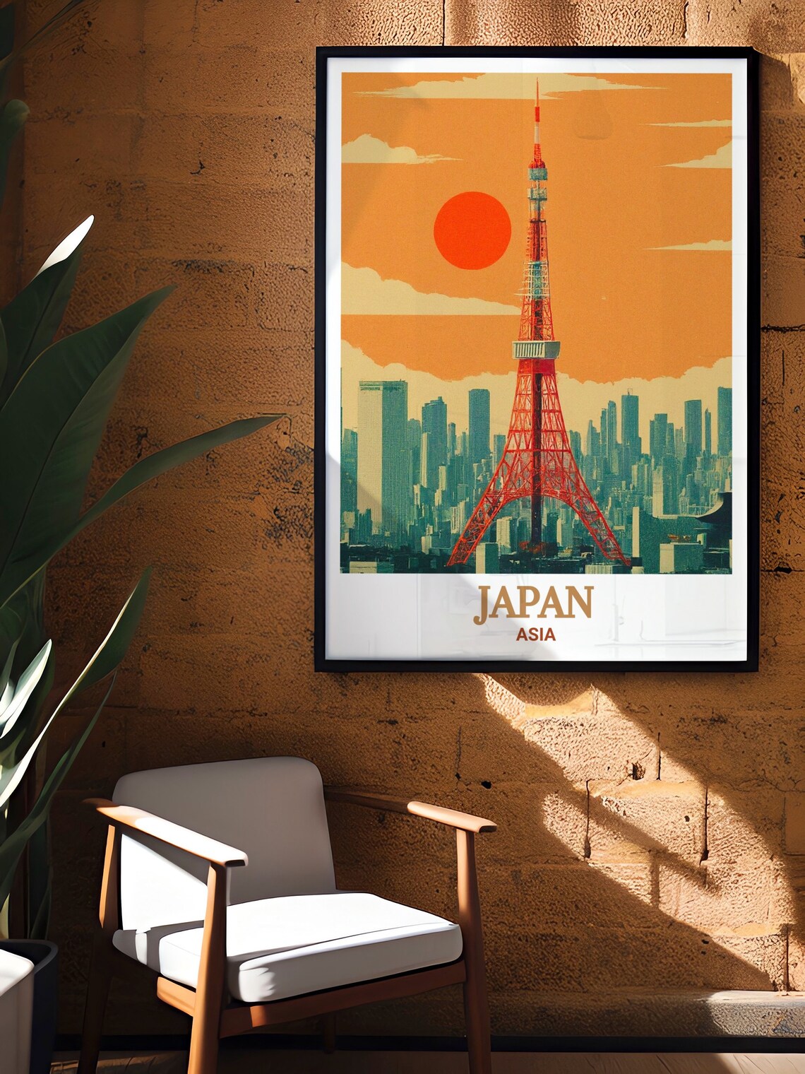 Japan Tokyo Tower Retro Sunset Cityscape Skyline Asia Travel Poster - Image 3