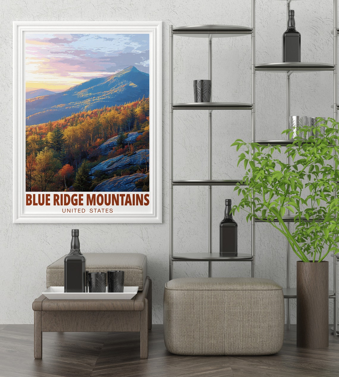 Blue Ridge Mountains Poster Grandfather Mountain Fall Sunset Art - Image 2
