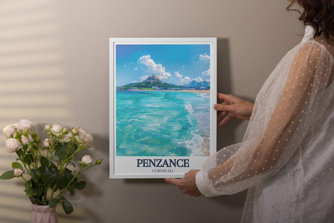 Penzance Cornwall St Michaels Mount Turquoise Bay View Poster - Image 2