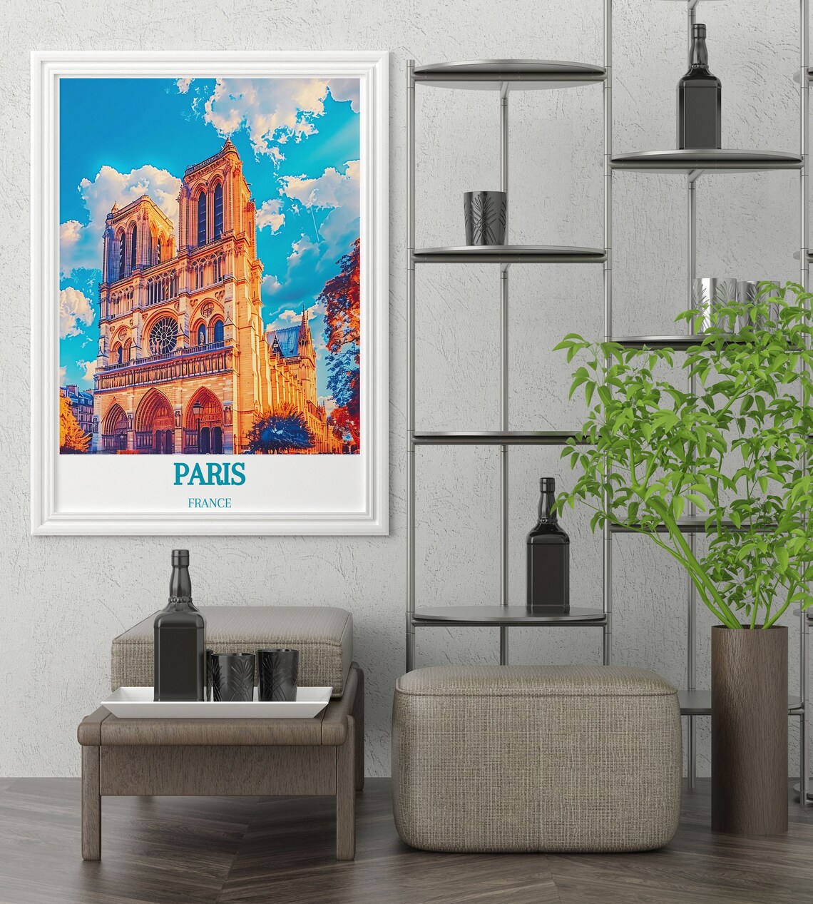Notre Dame Cathedral Paris Golden Sunset Gothic Landmark Travel Poster - Image 4