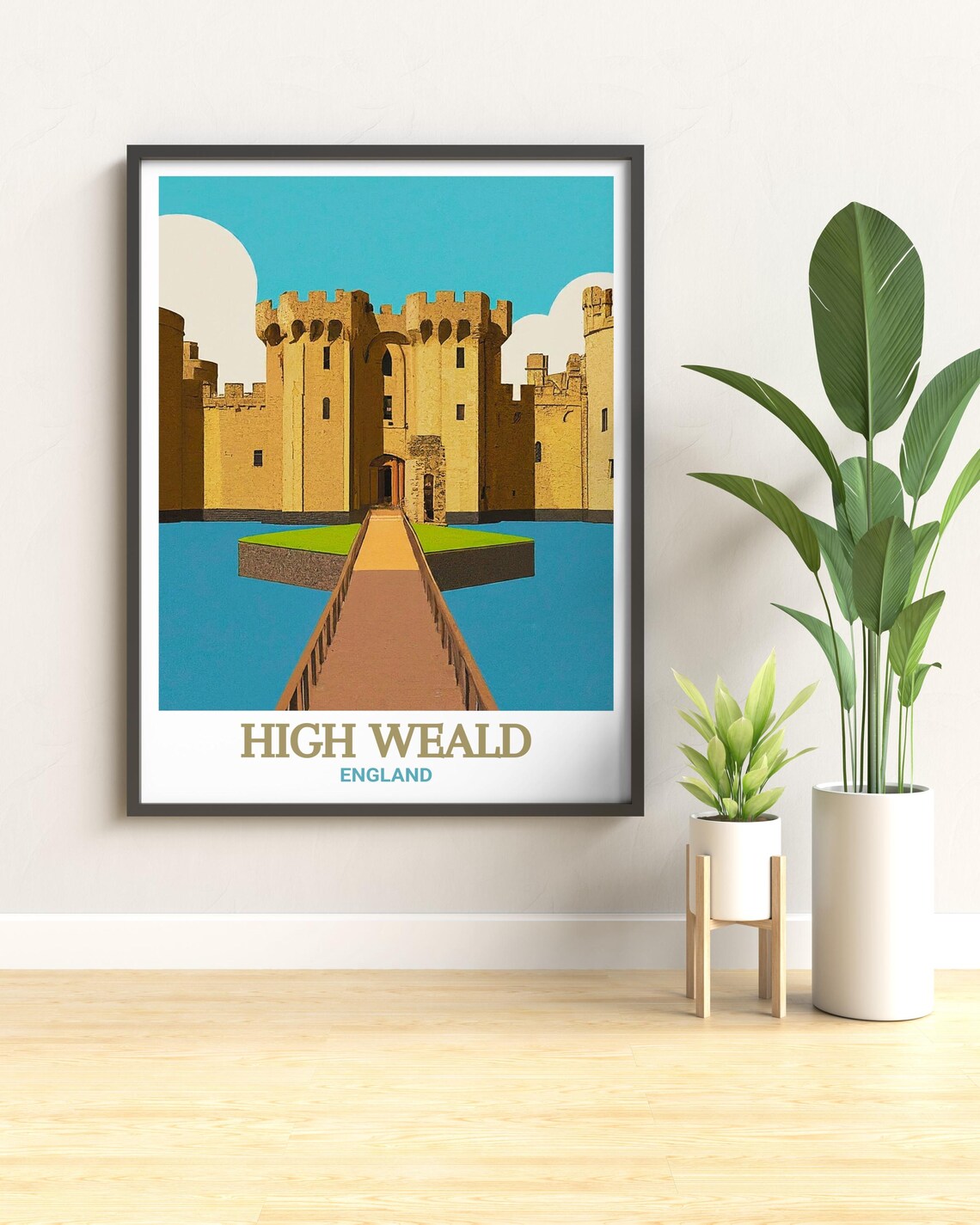 High Weald England Moated Castle Turquoise Sky Travel Poster - Image 2