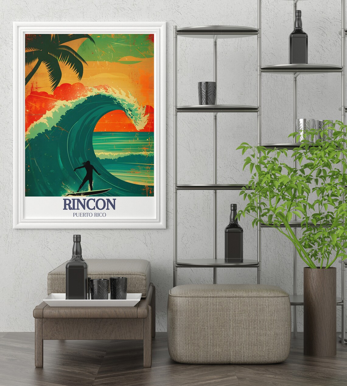 Rincon Surfing Travel Poster, Corona Pro Surf Competition - Image 3