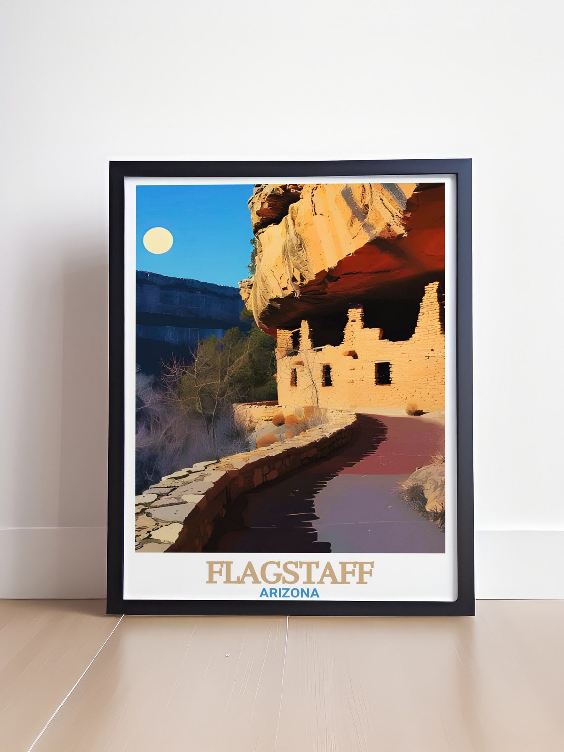 Flagstaff Walnut Canyon Cliff Dwellings Moonlight Arizona Poster - Image 4