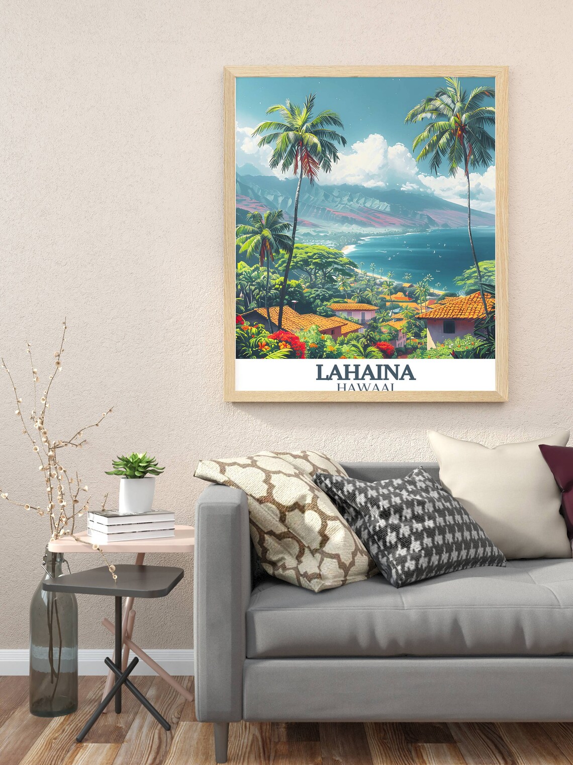 Lahaina Hawaii Tropical Coast Palm Trees Daytime View Poster - Image 3