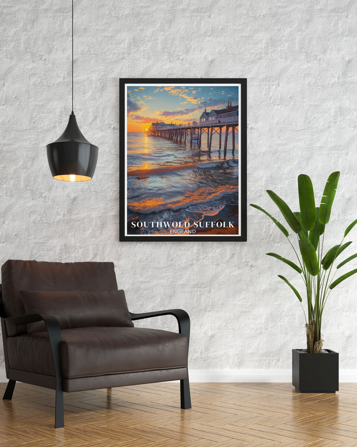 Southwold Suffolk England Golden Sunset Pier Seaside Travel Poster - Image 3