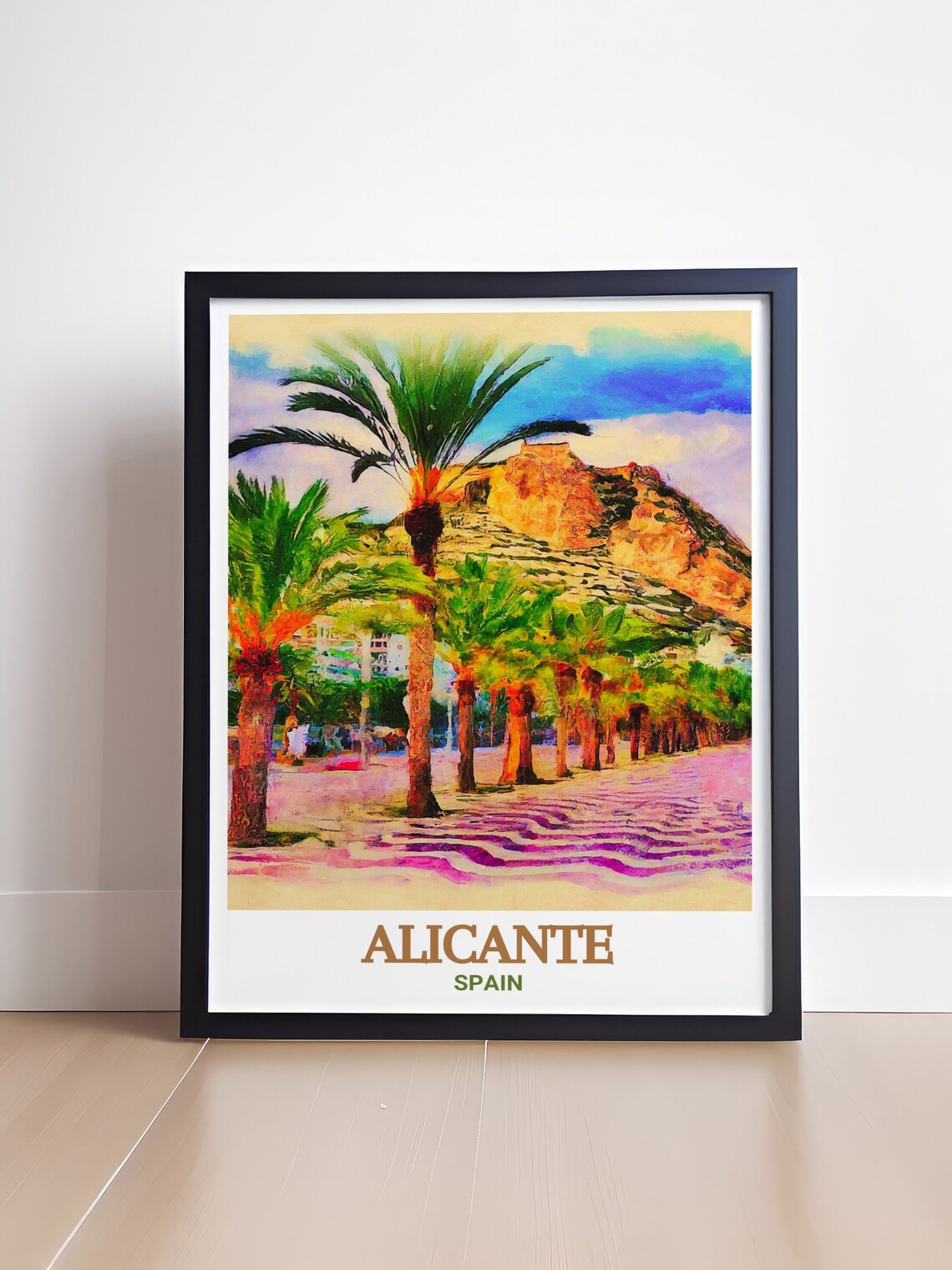Alicante Explanada Palm Promenade Watercolor Spain Coastal Poster - Image 4