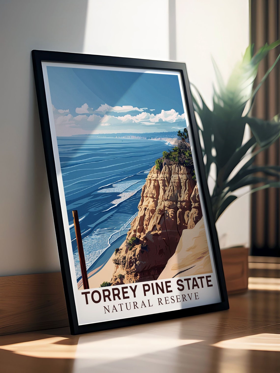 Torrey Pines State Natural Reserve Cliffs Pacific Coast Travel Poster - Image 2