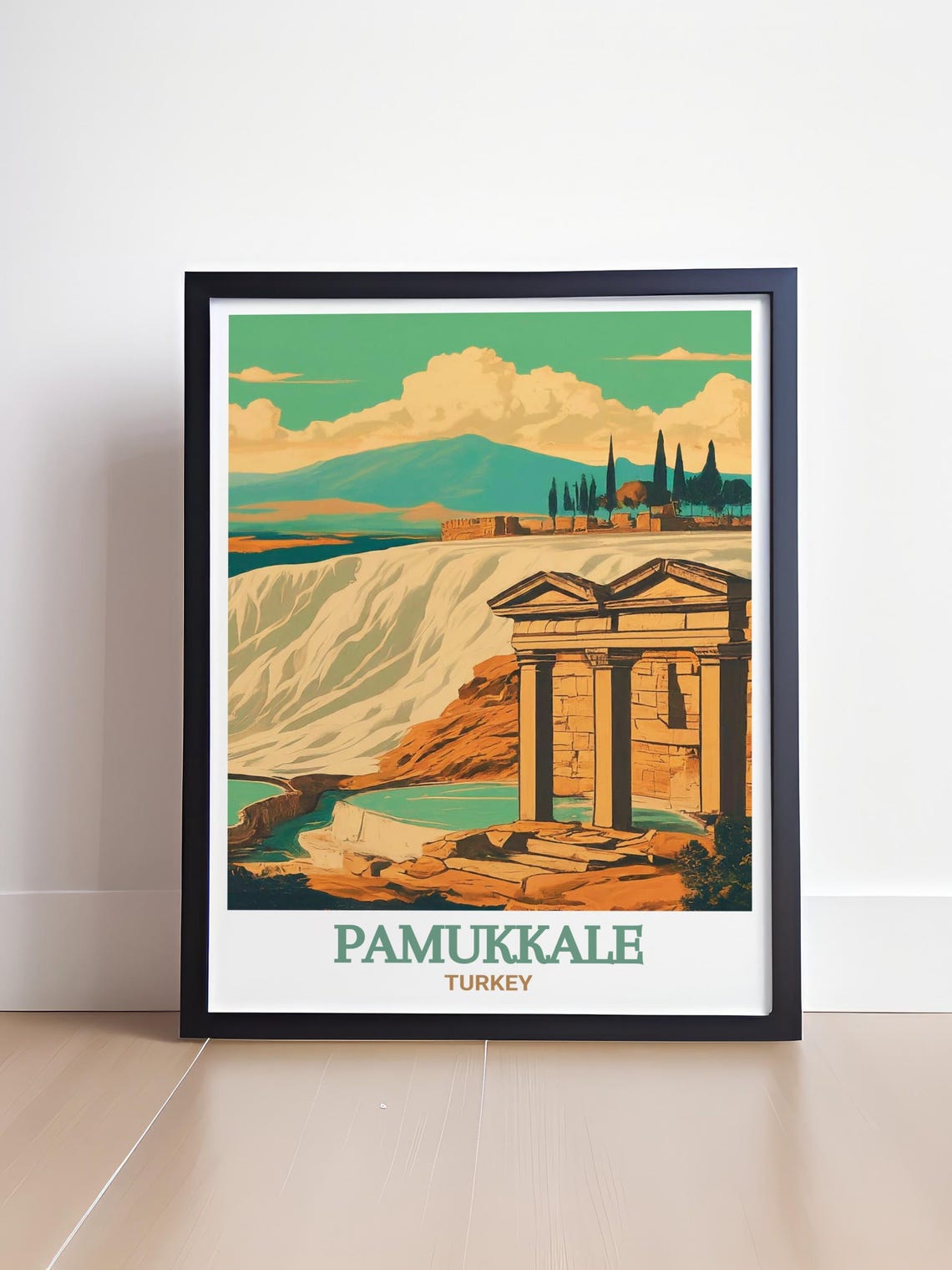 Pamukkale Turkey Vintage Travel Poster With Travertine Terraces - Image 4
