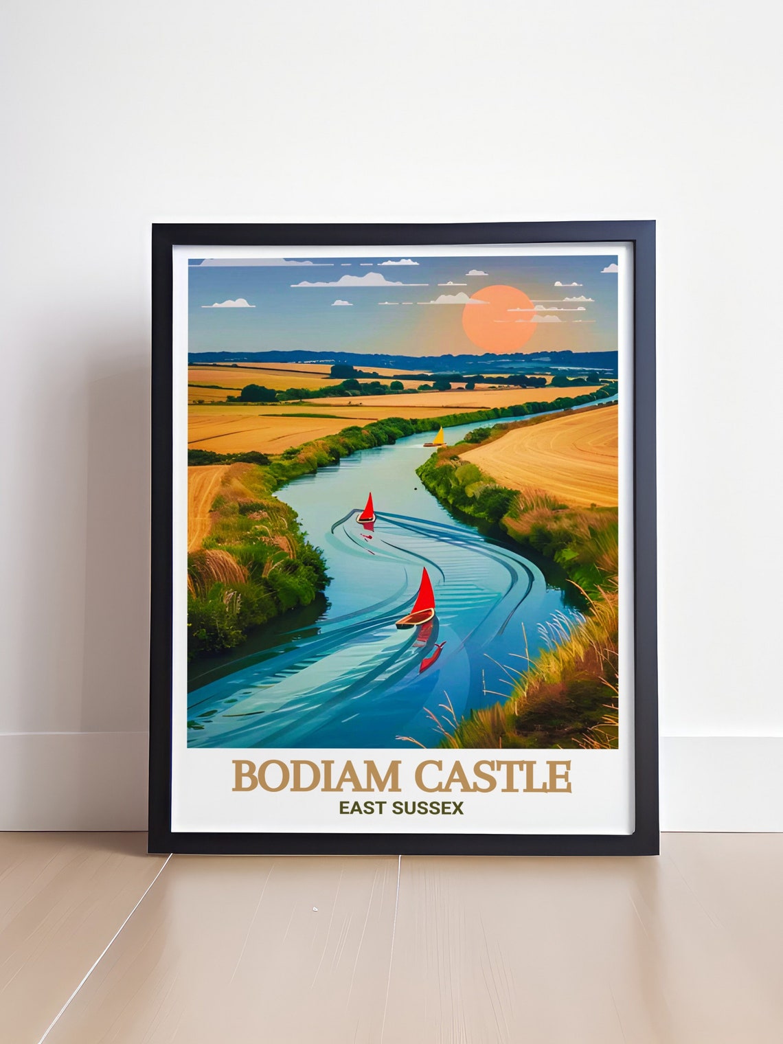 Bodiam Castle Boating Station River Sailboats at Sunset Poster - Image 4