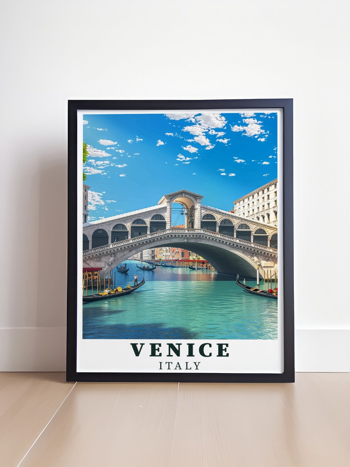 Venice Rialto Bridge Gondolas Grand Canal Italy Daytime Travel Poster - Image 4