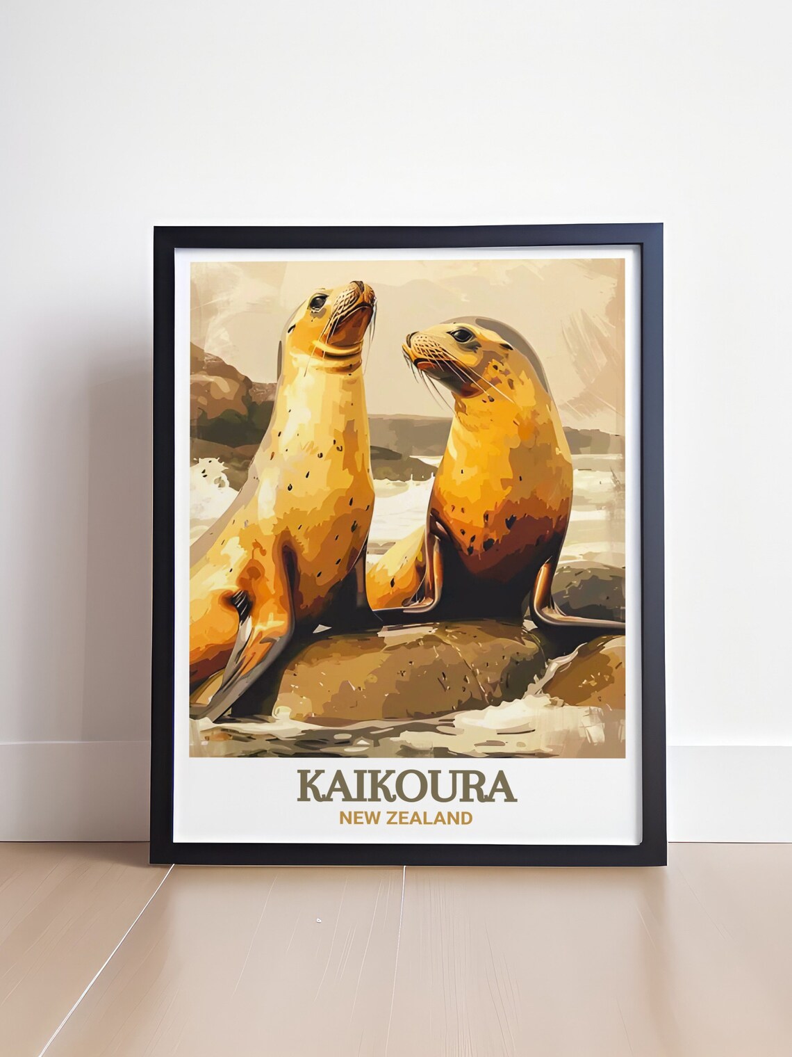 Kaikoura Point Kean Seals Golden Light New Zealand Wildlife Poster - Image 4