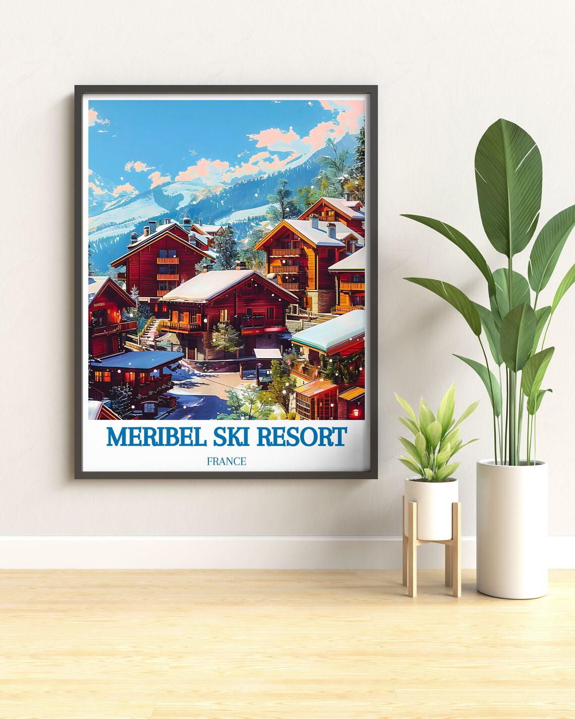 Meribel Ski Resort French Alps Chalets Vintage Travel Poster - Image 2