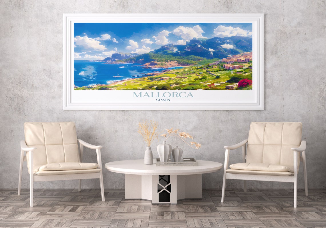 Mallorca Spain Scenic Coast Mountains Mediterranean Bay View Poster - Image 2
