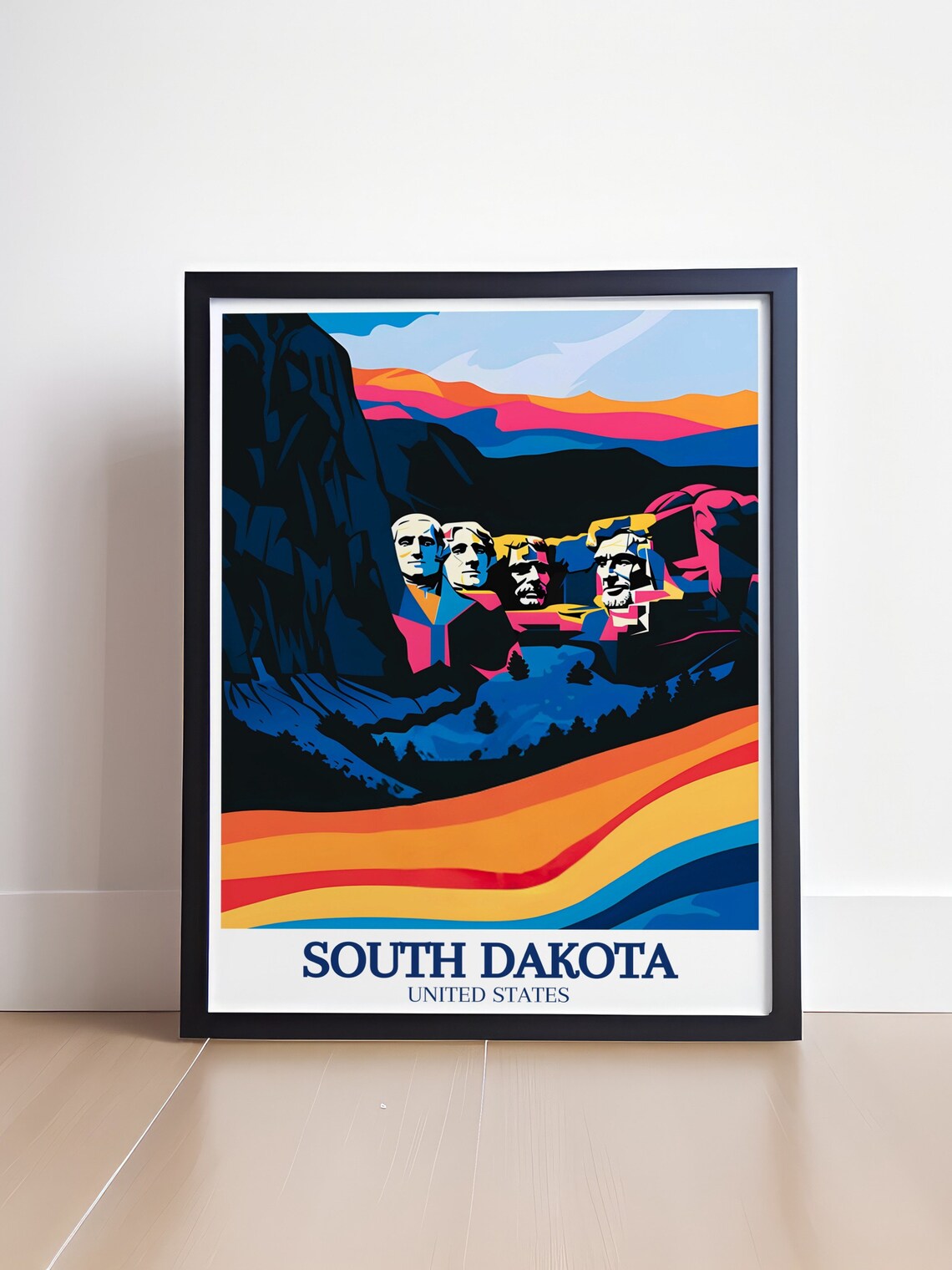 South Dakota Mount Rushmore Pop Art Rainbow Colorful Face Poster - Image 4