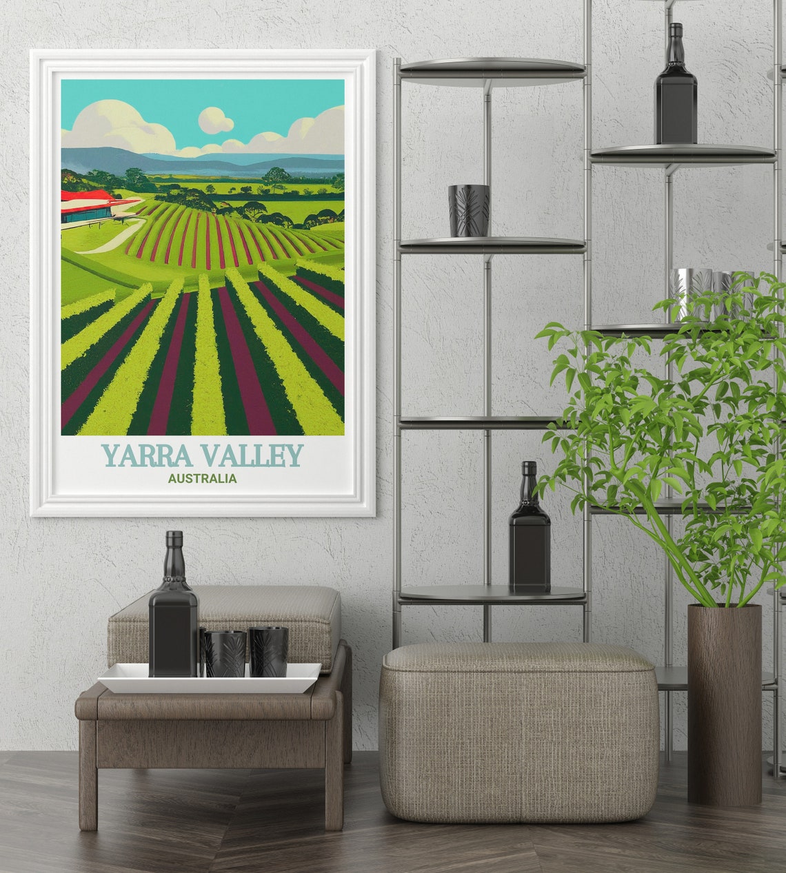 Yarra Valley Australia Vineyard Rows Wine Country Travel Poster - Image 2