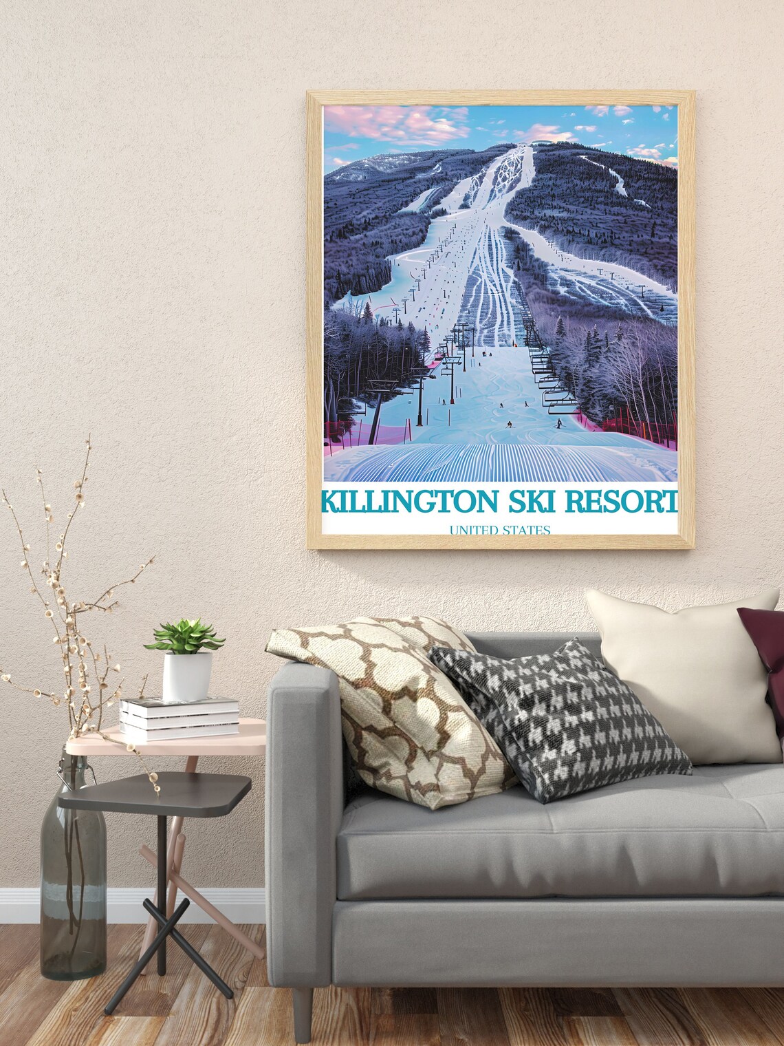 Killington Ski Resort Snowy Slopes Vermont Winter Travel Poster - Image 3