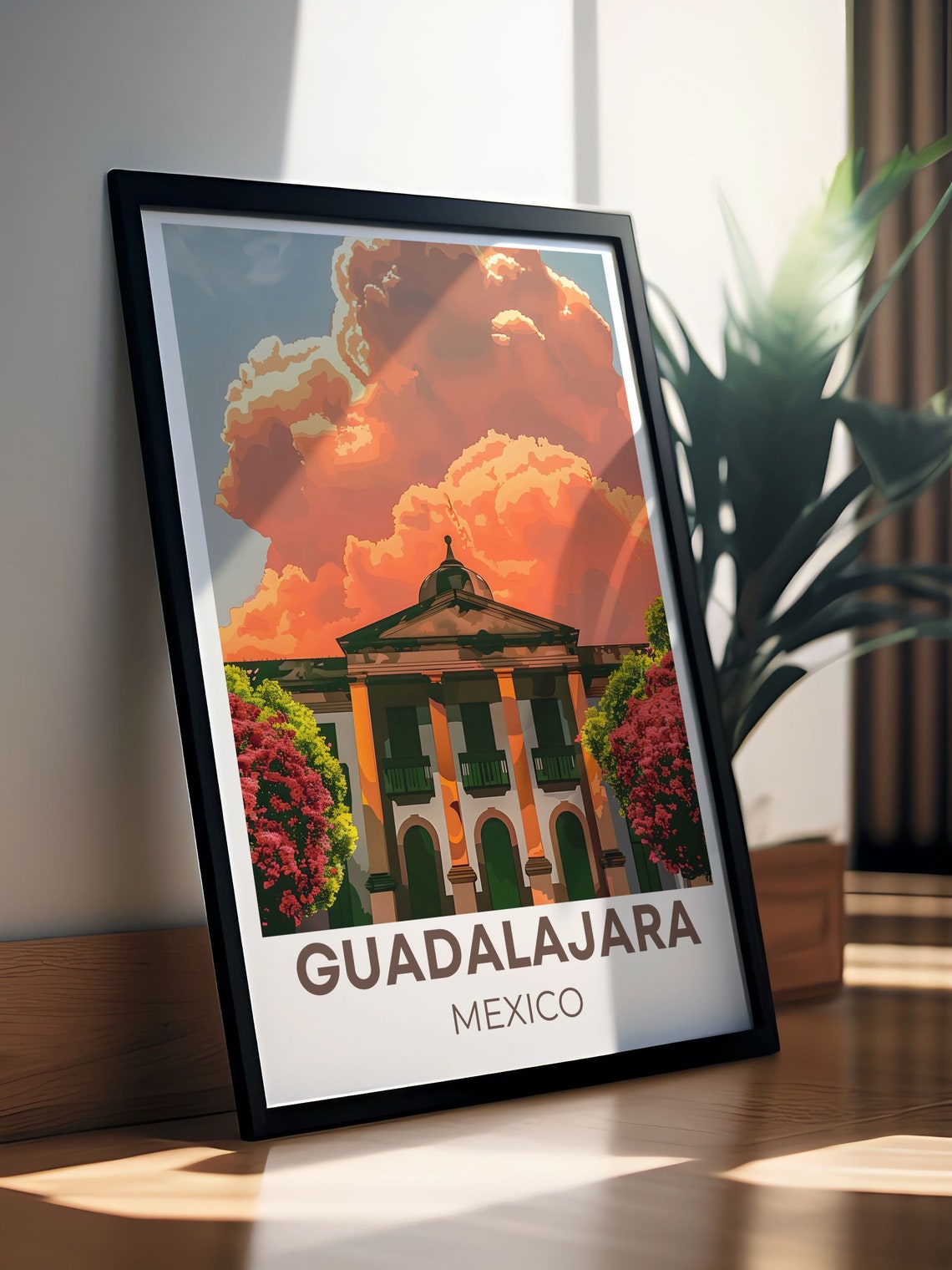 Guadalajara Mexico Colonial Columns Sunset Cloudscape Poster - Image 3