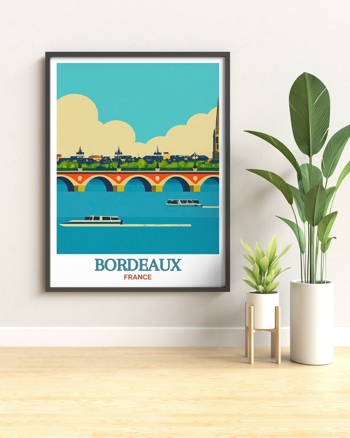 Bordeaux Pont de Pierre Bridge France Travel Illustration Poster - Image 3