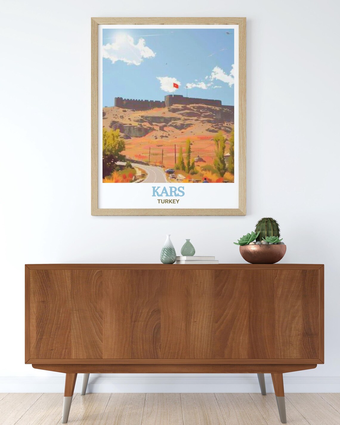 Kars Turkey Castle Hilltop Fortress Turkish Flag Historic Poster - Image 4