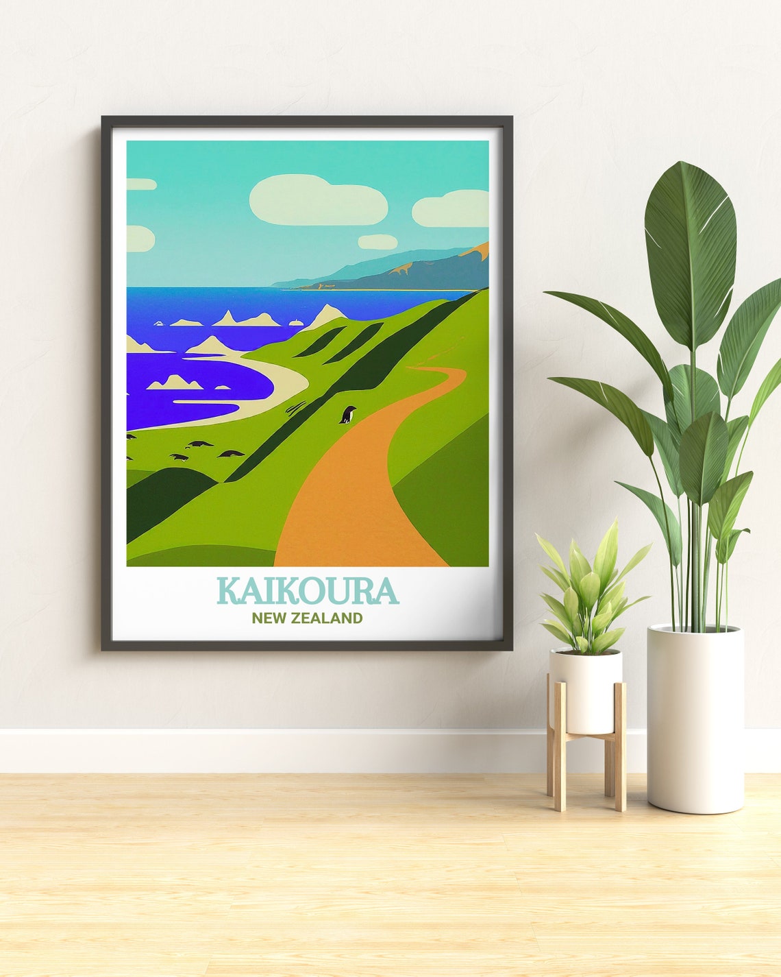 Kaikoura Posters Travel Poster Of Kaikoura Peninsula Walkway New Zealand Coastal Art Kaikoura Peninsula Walkway Travel Poster - Image 2