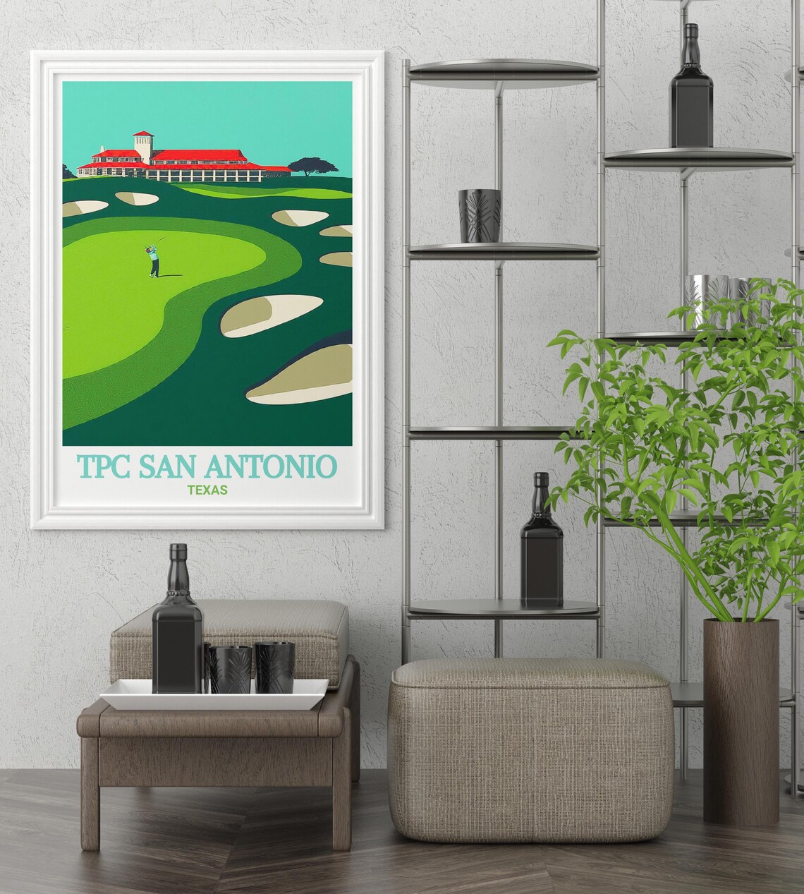 TPC San Antonio Texas Golf Course Red Roof Clubhouse Art Poster - Image 2