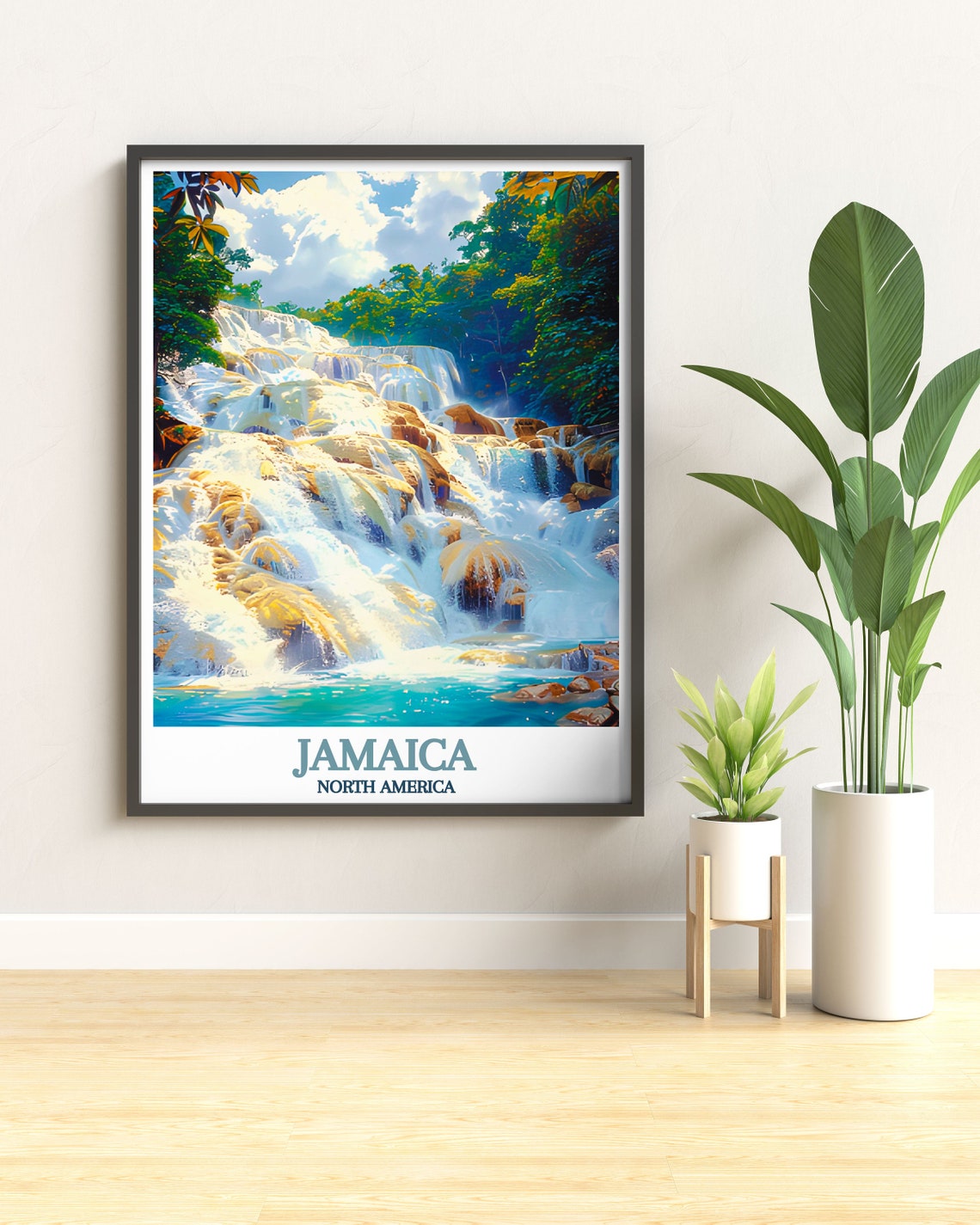 Dunns River Falls Jamaica Terraced Waterfall Forest Travel Poster - Image 3