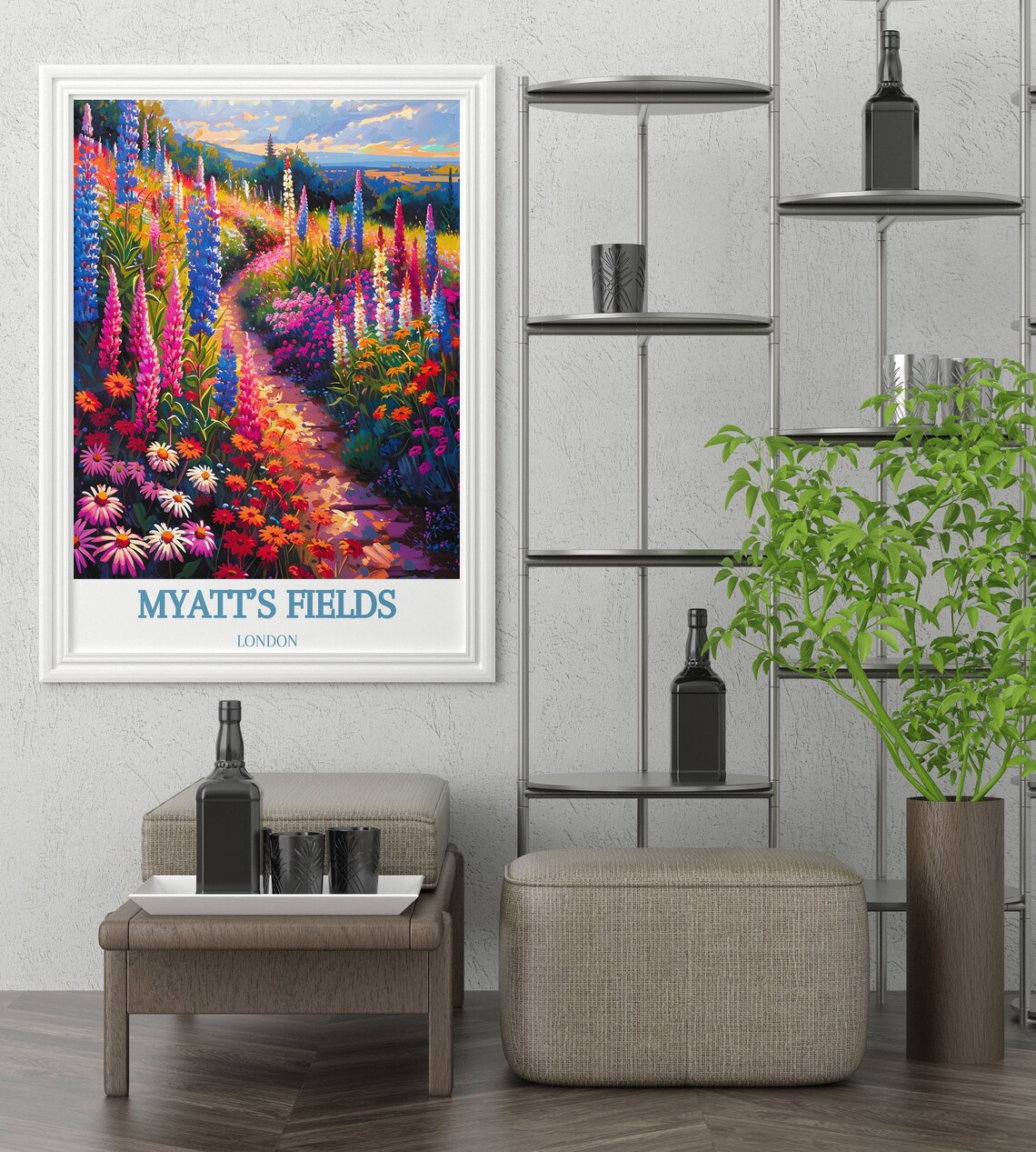 Myatts Fields London Lupine Garden Path Burst Of Color Poster - Image 2
