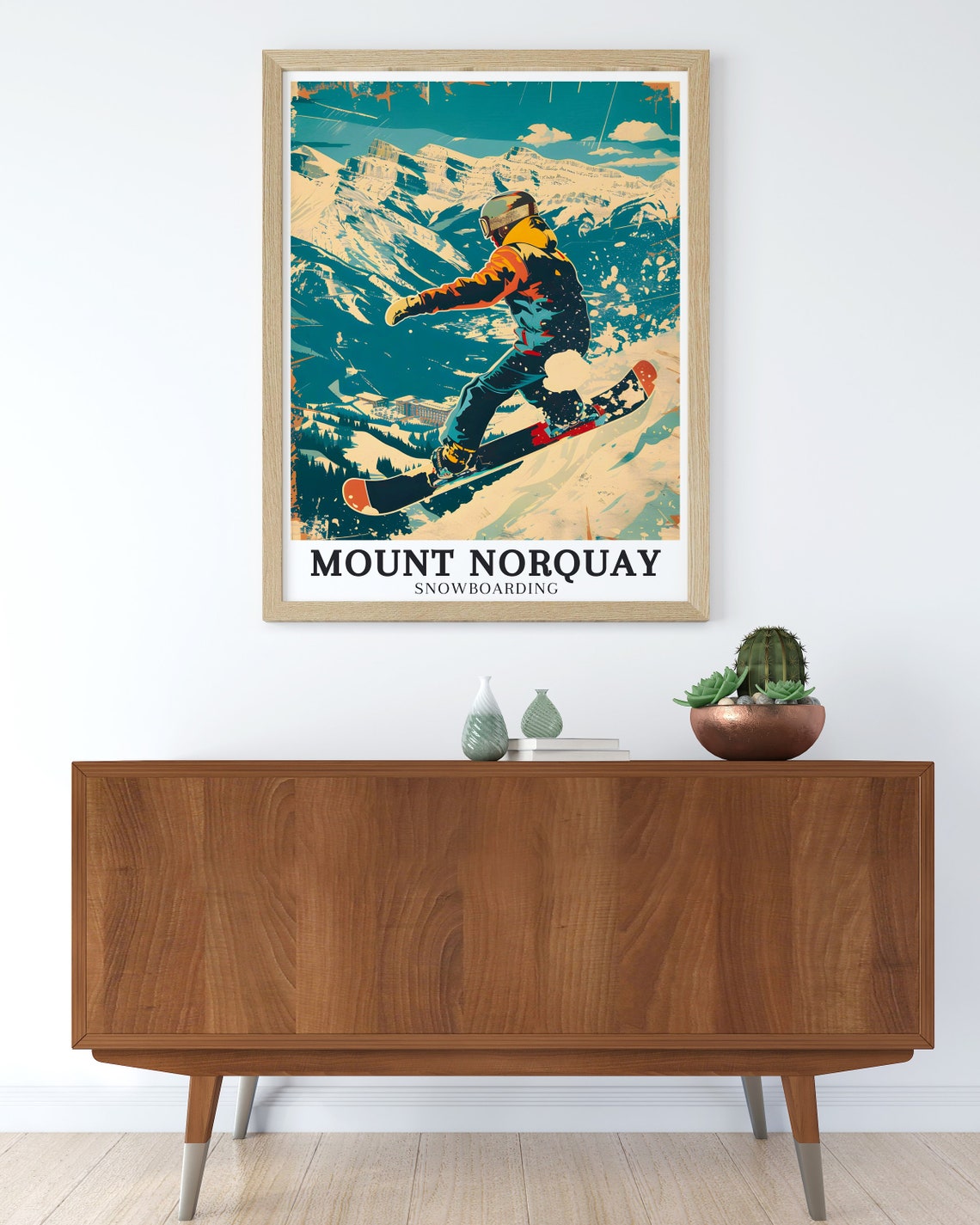 Mount Norquay Snowboarder Jumping Retro Canadian Rockies Snow Poster - Image 2