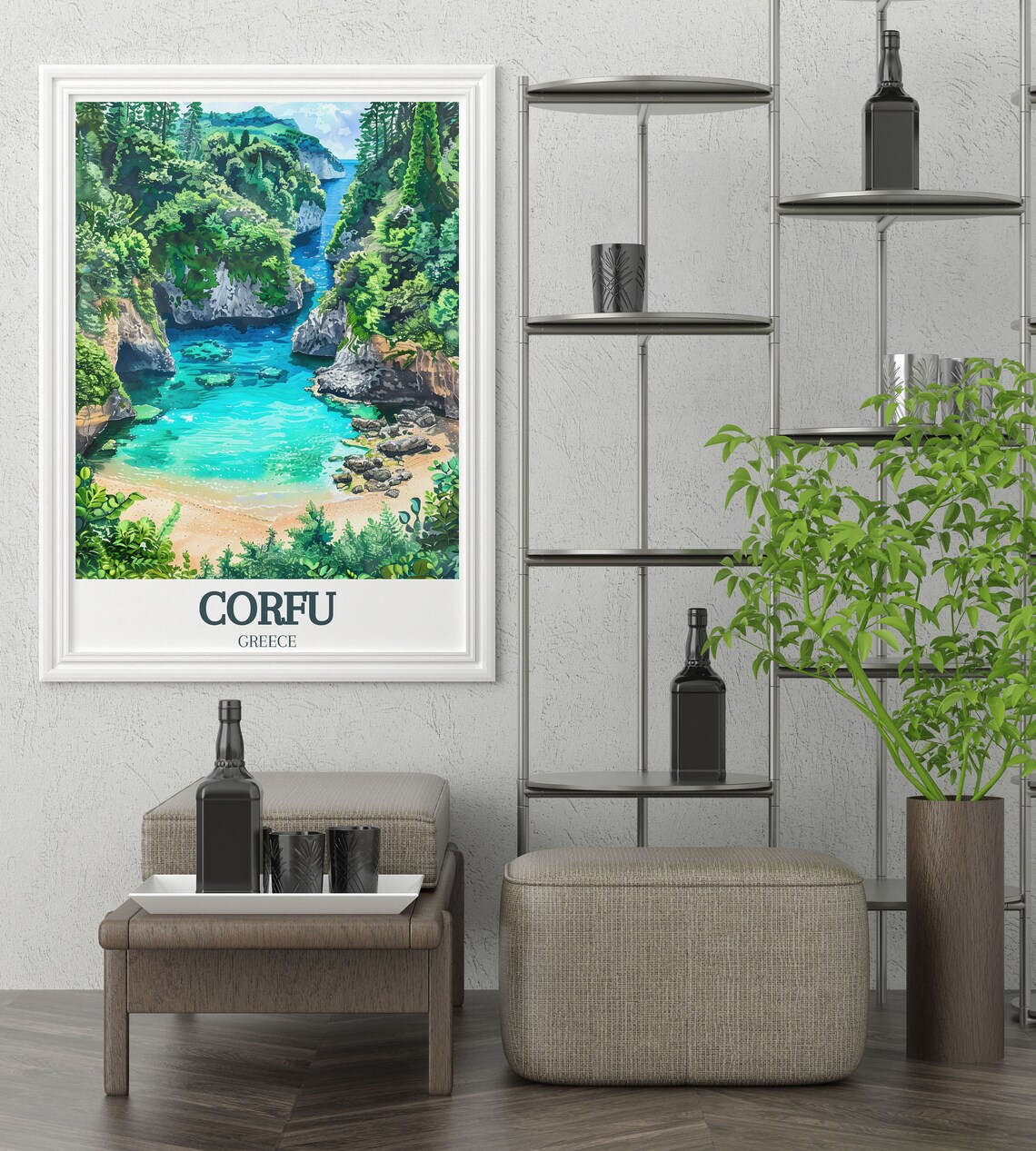 Corfu Greece Travel Poster, Ionian Sea Coast - Image 4
