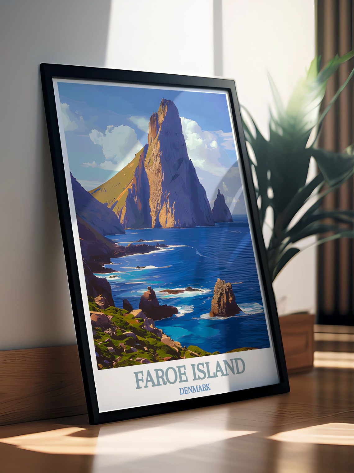 Faroe Islands Dramatic Sea Stack Cliffs Rugged Ocean Travel Poster - Image 2