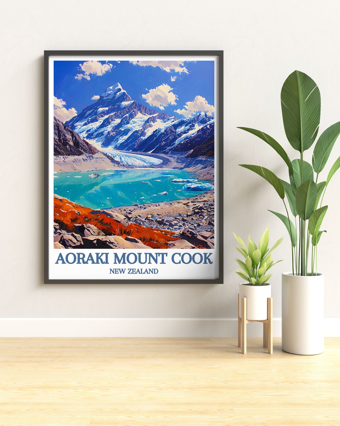 Aoraki Mount Cook Glacial Lake New Zealand Classic Travel Poster - Image 4