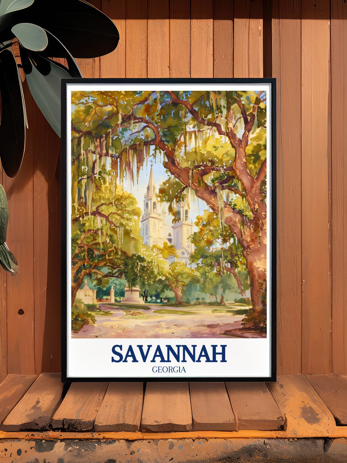 Savannah Travel Poster, Forsyth Park and Cathedral - Image 2