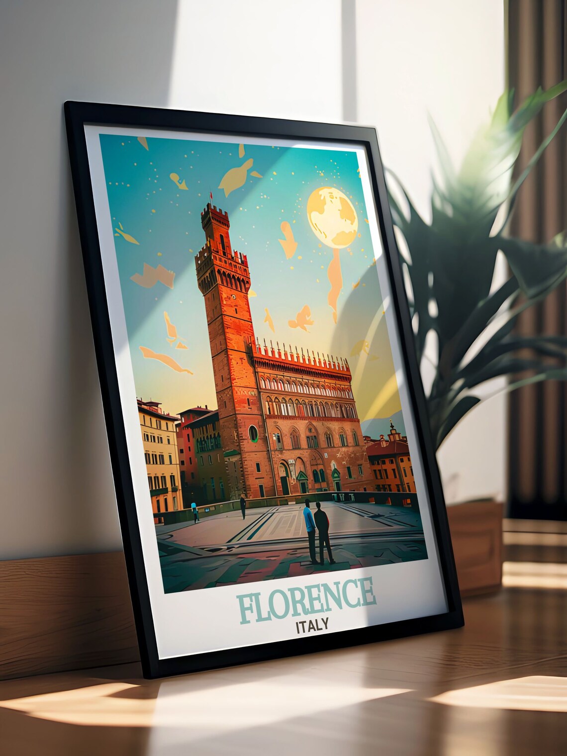 Florence Palazzo Vecchio Tower Piazza della Signoria Dusk Poster - Image 3
