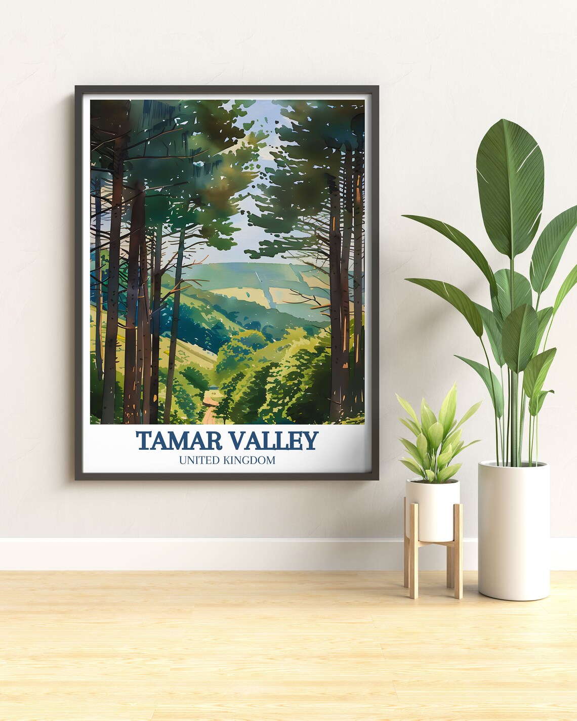 Tamar Valley Pine Forest Trails Sunset United Kingdom Travel Poster - Image 3