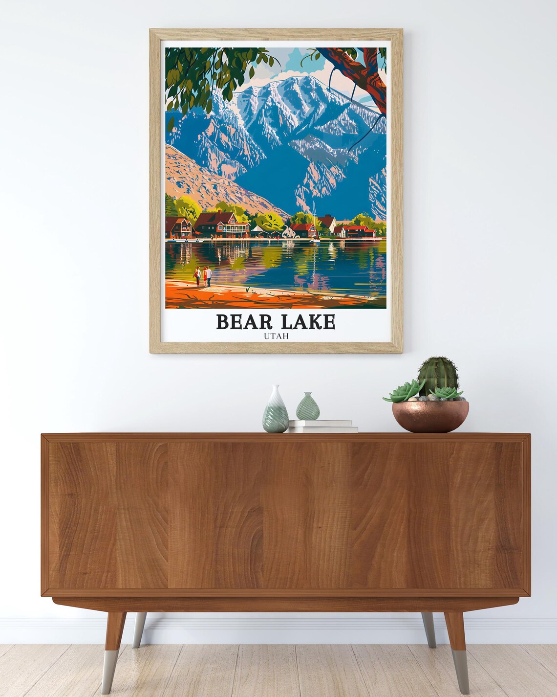 Bear Lake Utah Shoreline Beach Houses Walkers Mountain View Art Poster - Image 3
