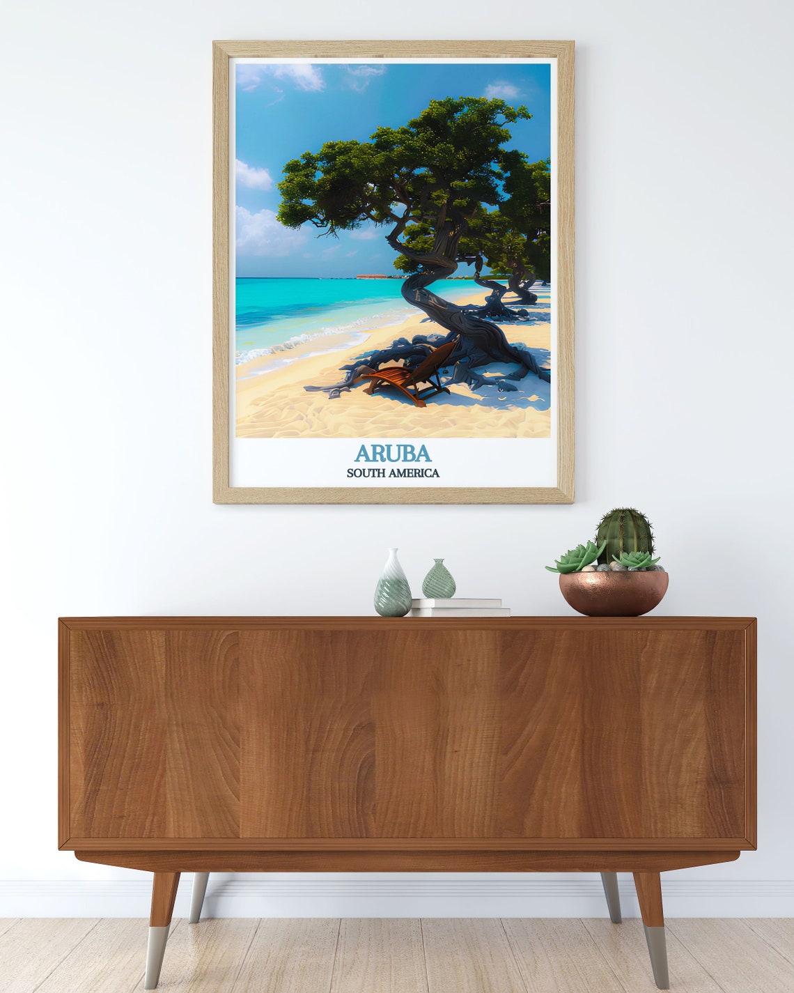 Aruba Eagle Beach Divi Divi Tree Lounge Chair Seaside Travel Poster - Image 3