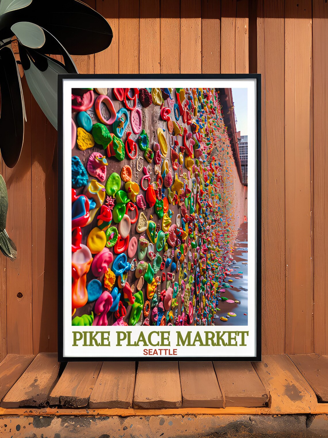 Pike Place Market Gum Wall Quirky Seattle Washington Travel Poster - Image 3