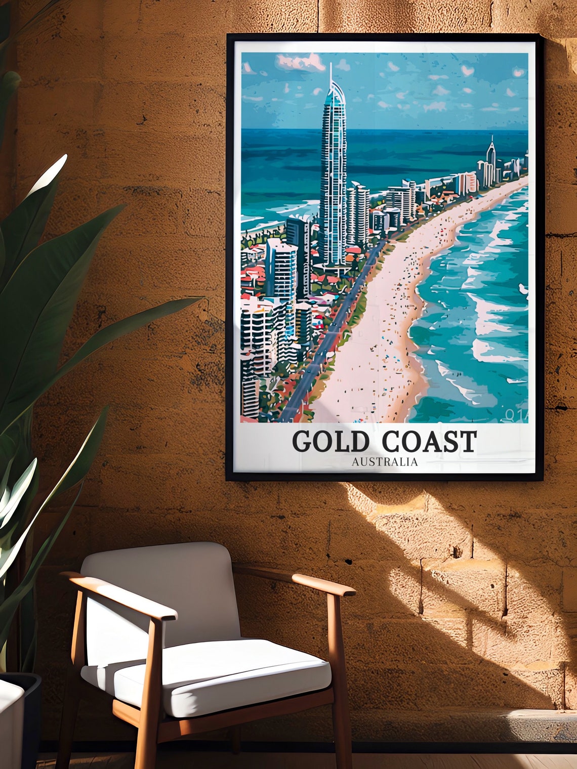 Gold Coast Australia Surfers Paradise Beachfront Skyline Poster - Image 3