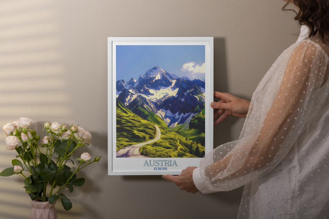 Grossglockner High Alpine Road Beneath Snow Peaks Austria Poster - Image 2