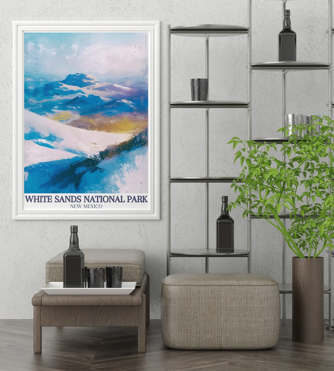 White Sands National Park New Mexico Painterly Dunes Travel Poster - Image 3