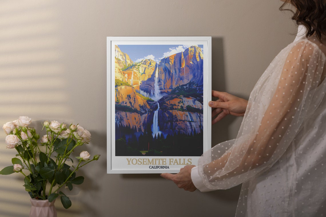 Yosemite Falls Cascade Cliffs Sunset Light California Poster - Image 3